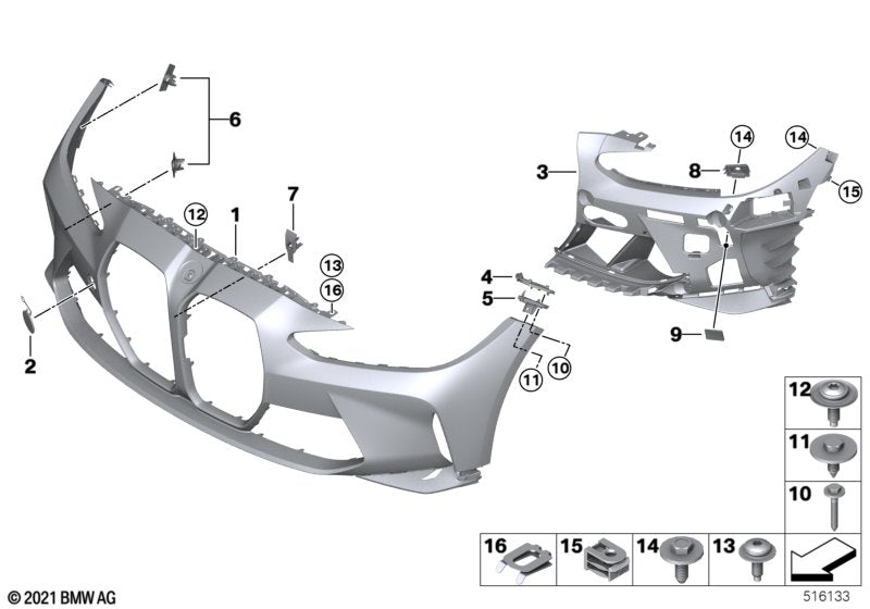 Genuine BMW 51117884096 Trim Cover, Bumper, Primed, Front PDC/PMA/ICAM