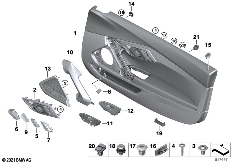 Genuine BMW 51417944306 Door Handle Inner Right COGNAC