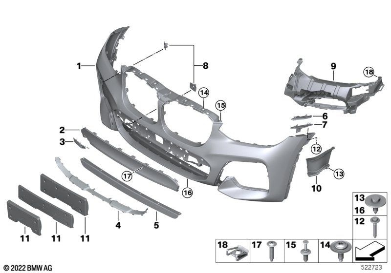 Genuine BMW 51118078694 Trim, Bumper Front M SPORT X