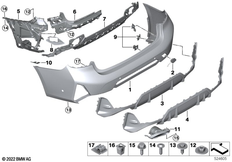 Genuine BMW 51125A63971 Bumper Cover Rear Lower MSP