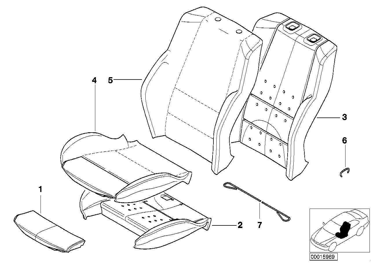 Genuine BMW 52107045754 E46 Seat Cover Cloth ANTHRAZIT (Inc. 330xi, 320d & 316i 1.9)