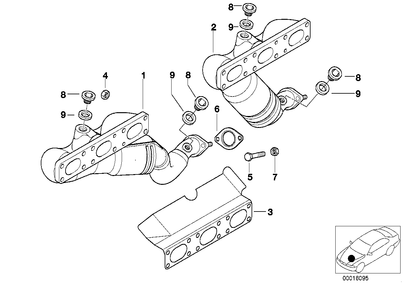Genuine BMW 18407518675 E83 E36 E46 Rp-Exhaust Manifold With Catalytic Conv. ZYL. 1-3 (Inc. X3 3.0i, Z3 2.2i & 320i)