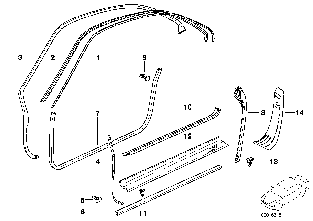 Genuine BMW 51728124220 E31 Edge Protection Right PERGAMENT (Inc. 840i, 840Ci & 850Ci)