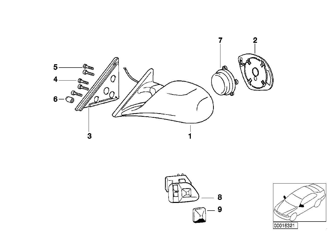 Genuine BMW 61311383467 E36 E31 Mirror Switch With Change-Over Switch (Inc. 328i, 320i & 323i)