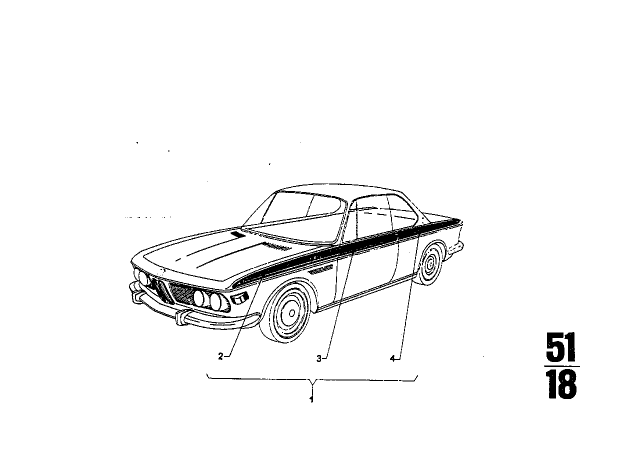 Genuine BMW 51141823167 Ornamental Strips, Black Front Left (Inc. 3.0CSiL & 3.0CSL)