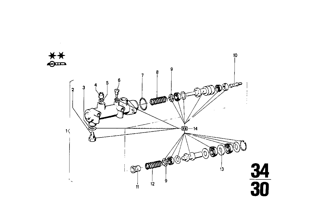 Genuine BMW 34311120478 E12 Brake Master Cylinder 2 KREIS D=23,81 (Inc. 520, 518 & 2000C)