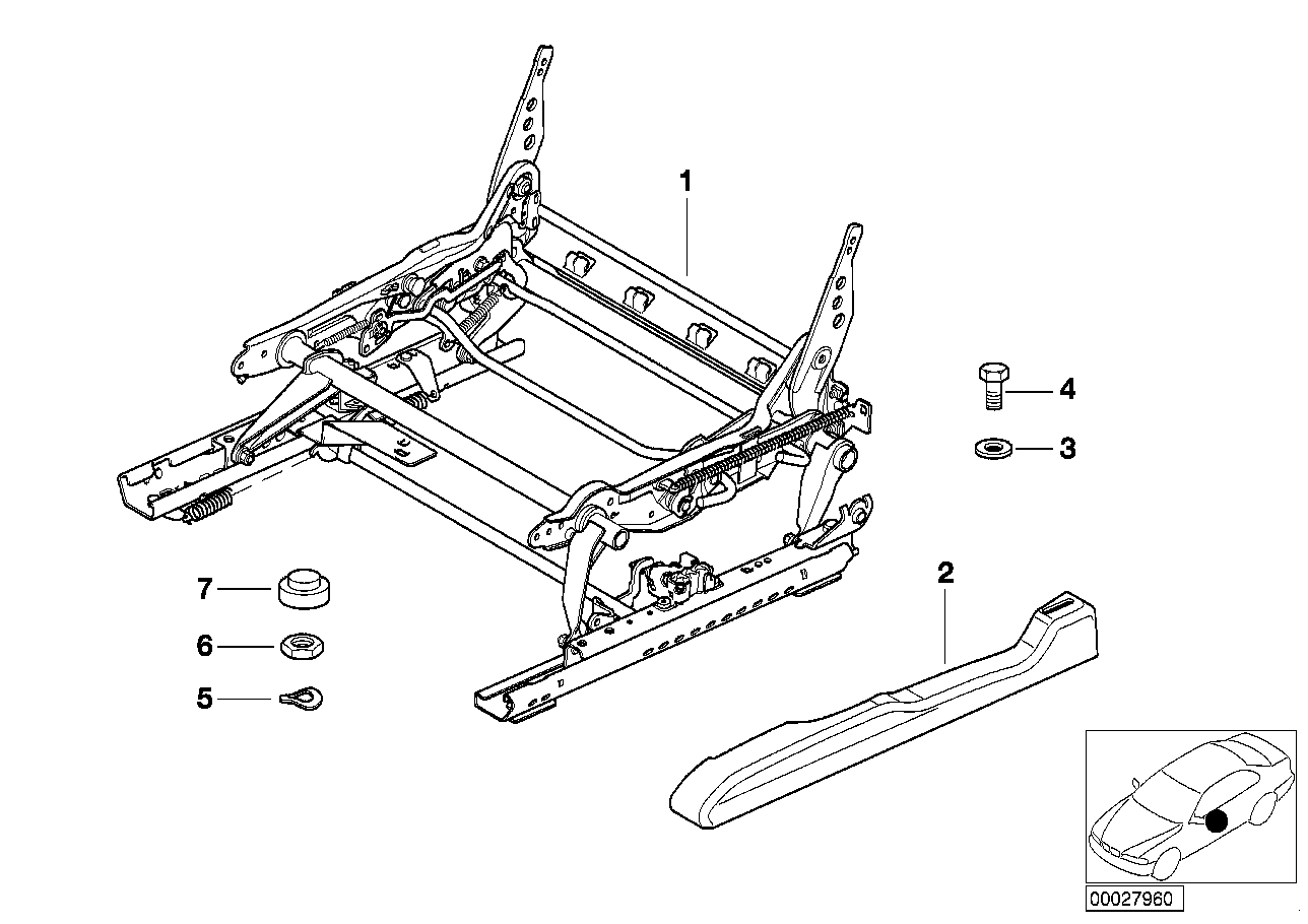Genuine BMW 52108226268 E46 E53 E83 Seat Mechanism Right (Inc. X5 3.0d, X3 2.5si & 316i 1.9)