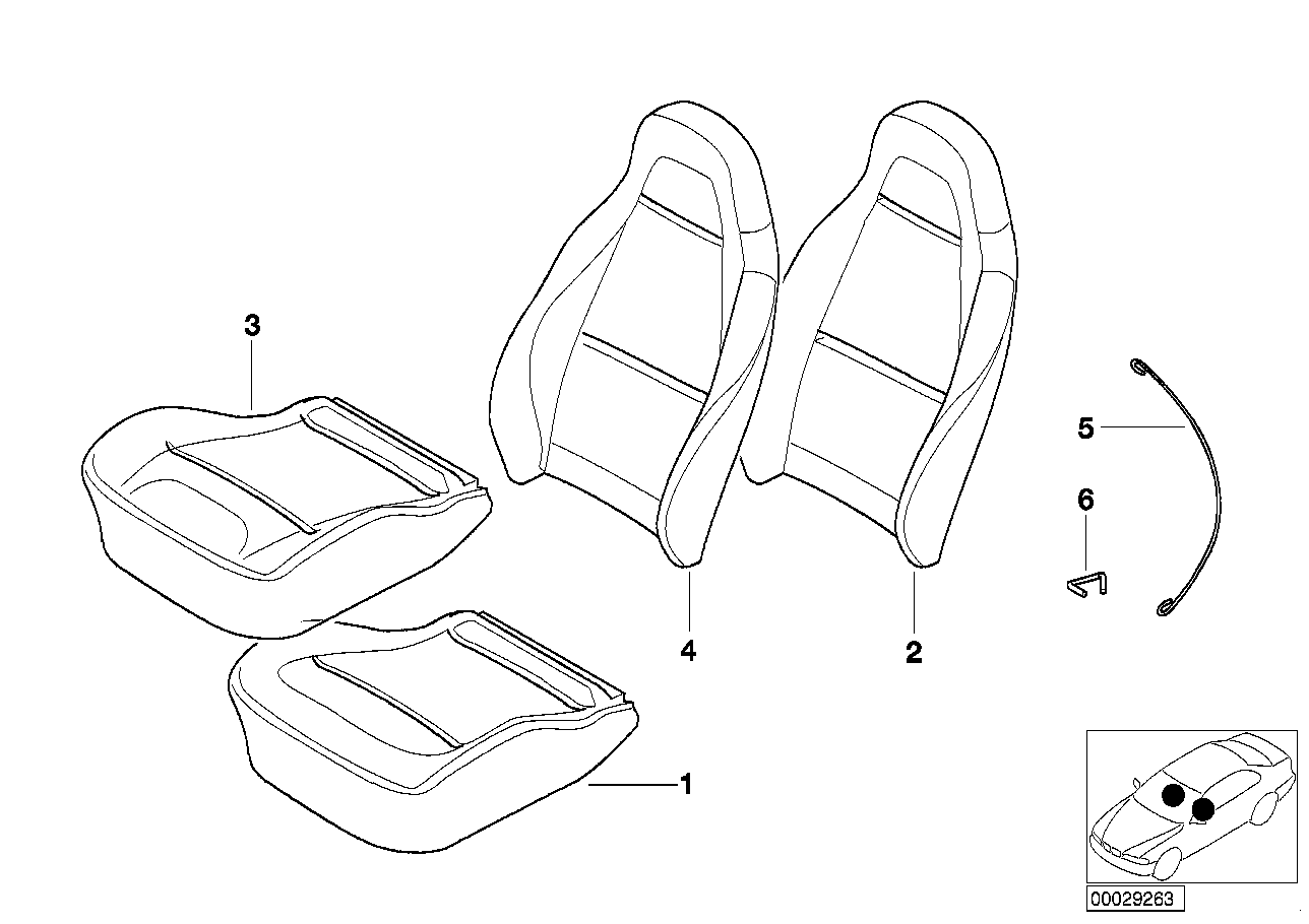 Genuine BMW 52108410299 E36 Cover Backrest, Leather O2SW,Q8SW SCHW. (Inc. Z3 2.8 & Z3 3.0i)