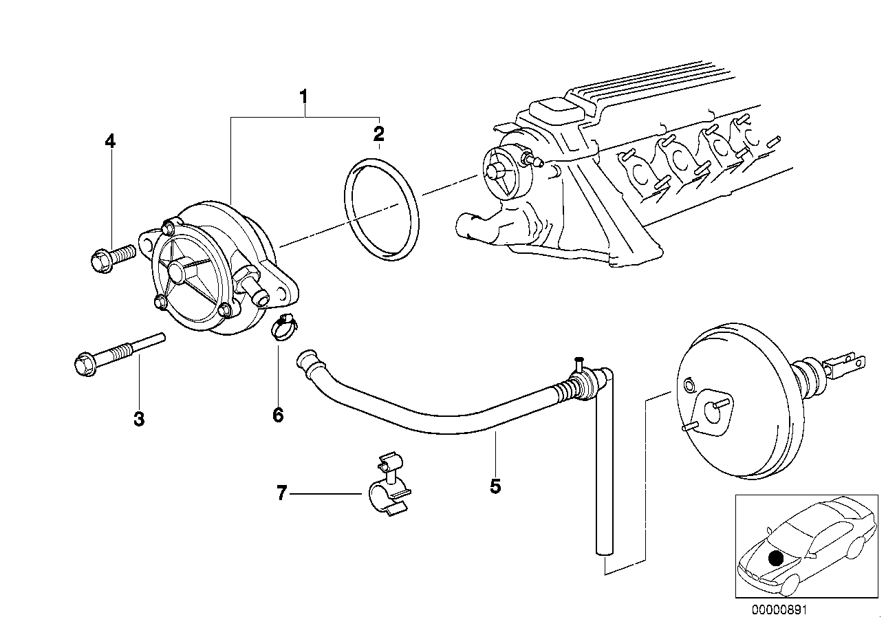 Genuine BMW 11662247490 E36 E34 Vacuum Pump (Inc. 525tds, 325tds & 325td)