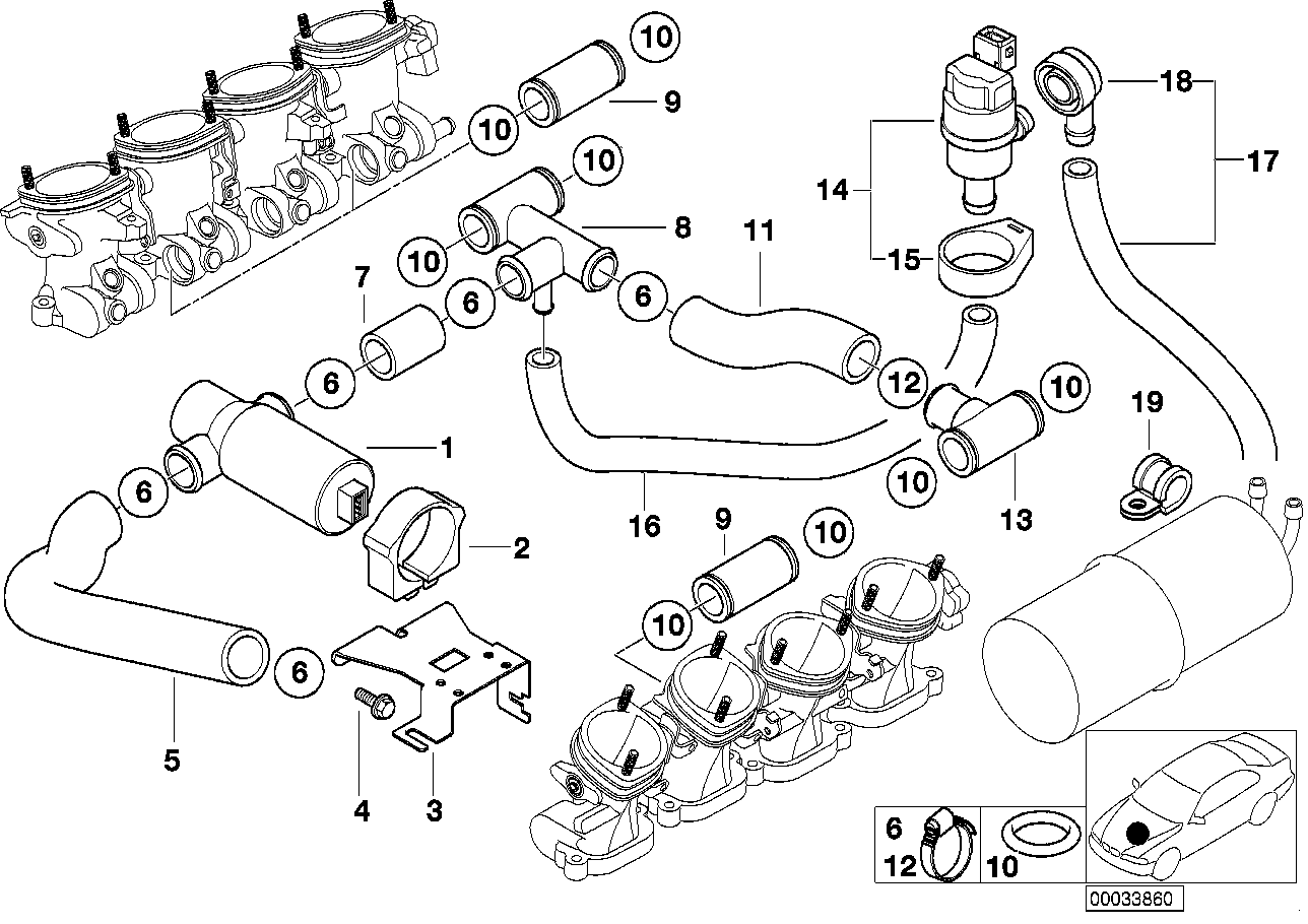 Genuine BMW 13411406360 E39 E52 Additional Air Distributor (Inc. M5 & Z8)