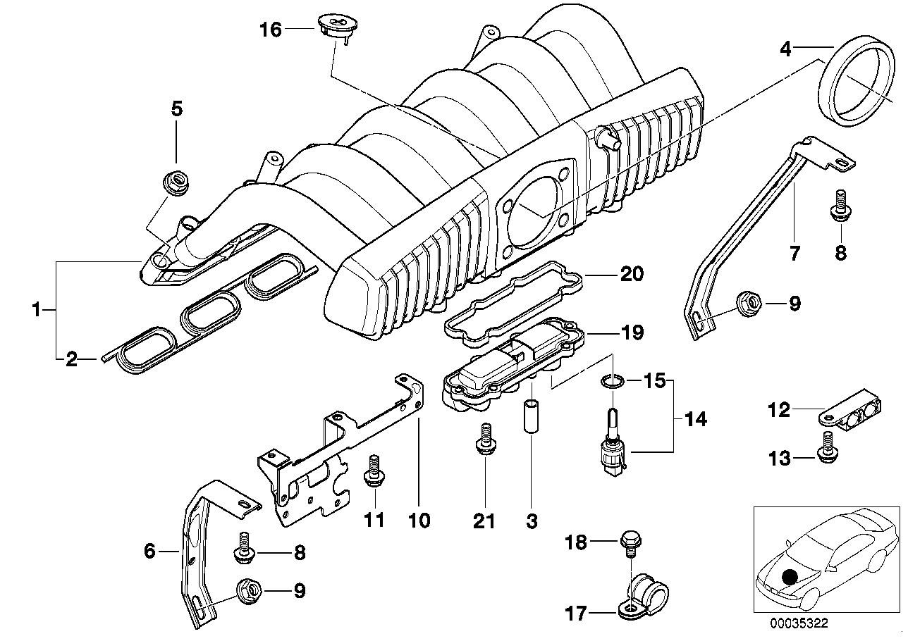 Genuine BMW 11611703782 E36 Front Intake Manifold Support (Inc. 328i, 320i & 323i)