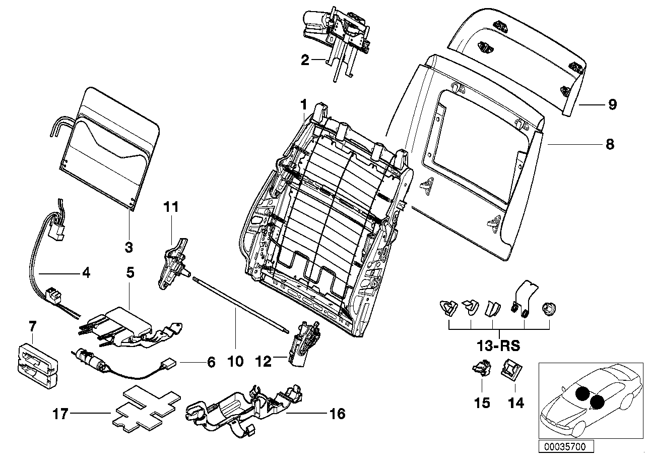 Genuine BMW 67318352263 E39 E38 Actuator F Upper Backrest Adjustment (Inc. 725tds, L7 & 730d)