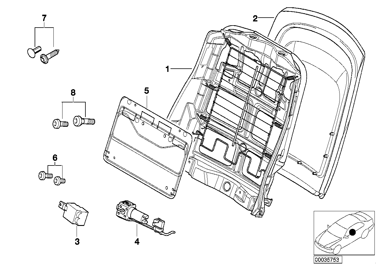 Genuine BMW 52107057745 E53 Imitation Leather Rear Panel With Pocket GRAU (Inc. X5)