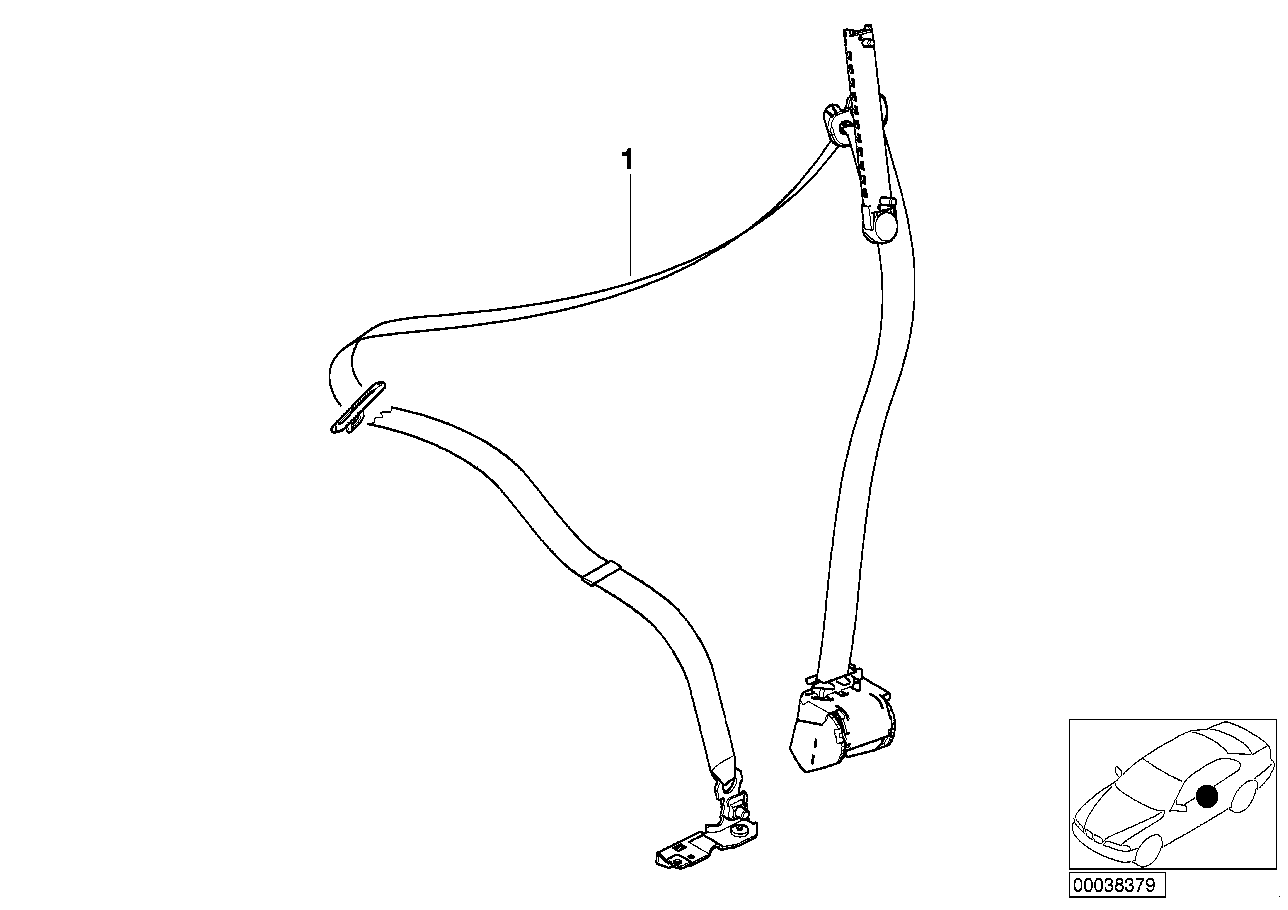 Genuine BMW 72117211617 E65 E66 Lft Frnt Upper Belt W/O Force Limiter BEIGE 3 (Inc. 750i, Alpina B7 & 740i)