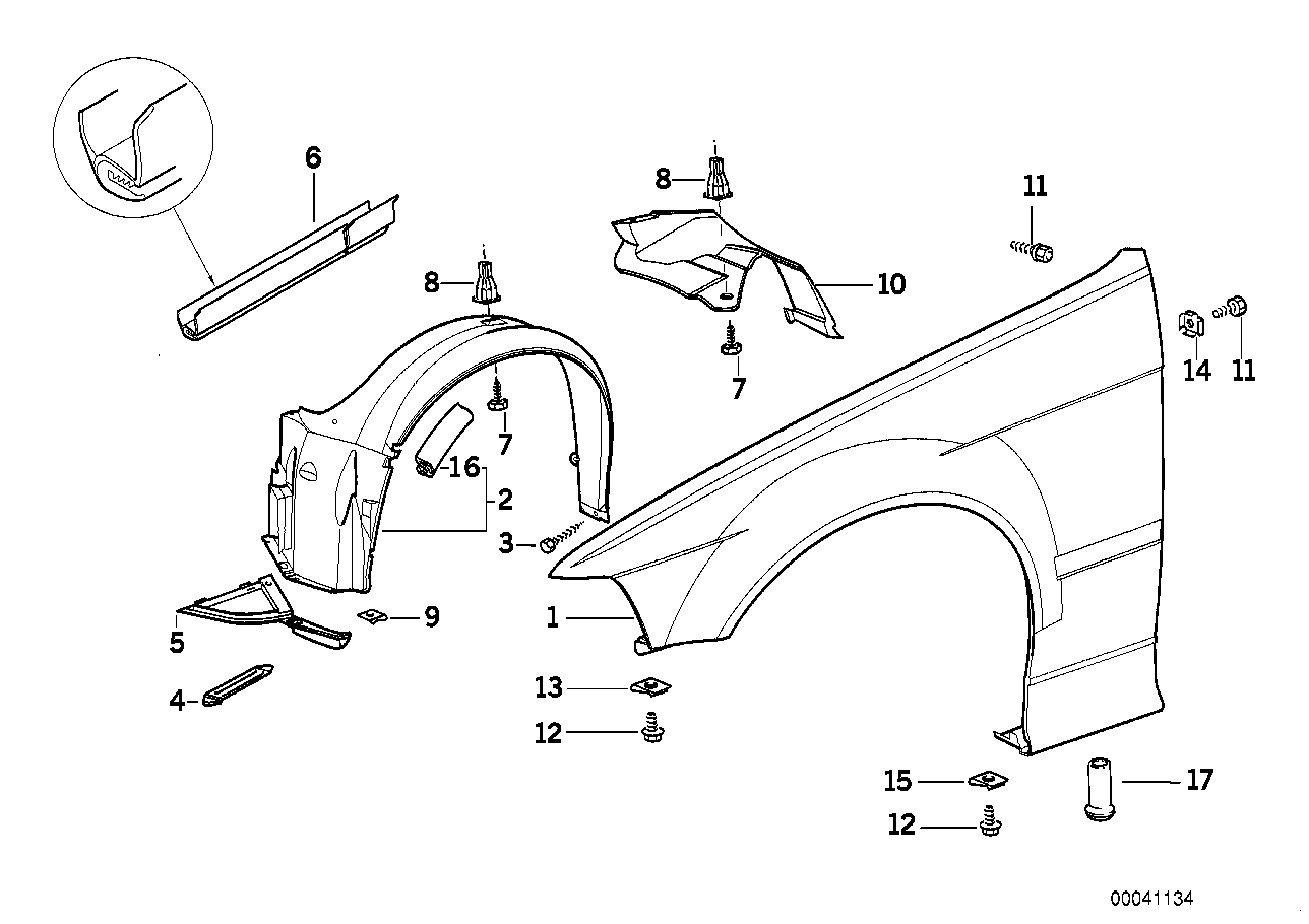 Genuine BMW 41358215289 E36 Side Panel, Front Left (Inc. 318i, 318is & 325i)