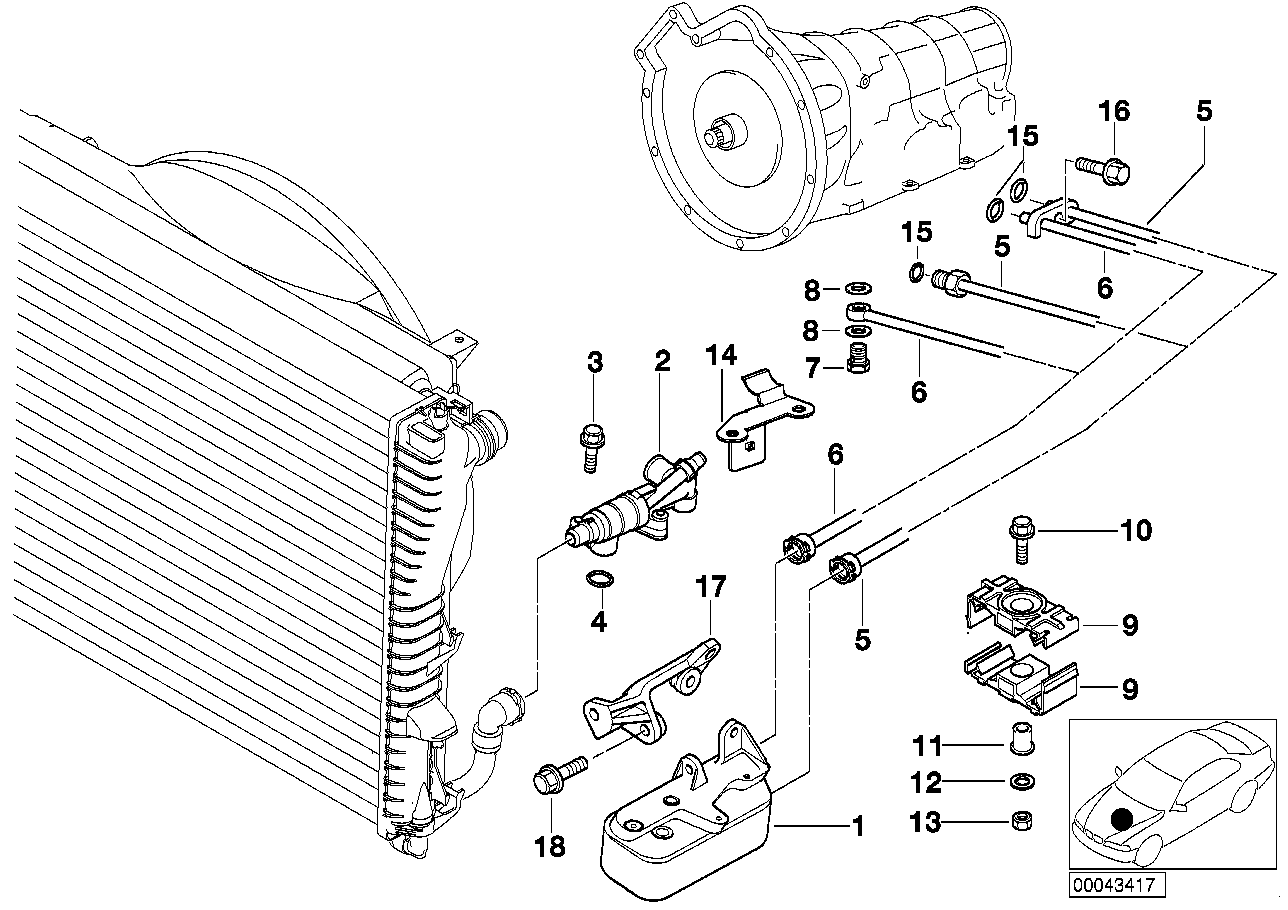 Genuine BMW 17217505823 E39 E38 Heat Exchanger (Inc. 750i, 540i & 750iLP)