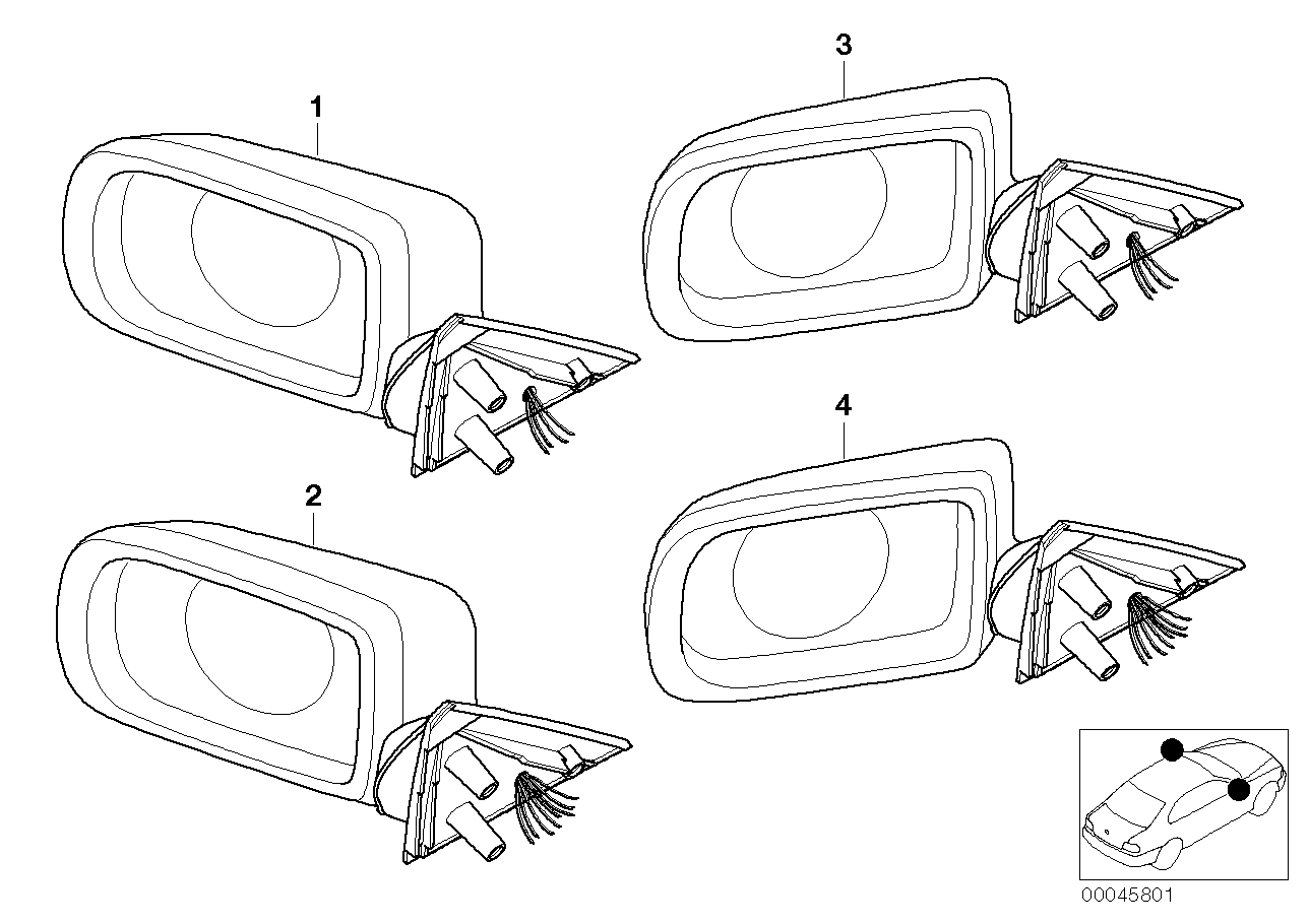 Genuine BMW 51168266452 E38 Outside Mirror W/Out Glass Heated Right (Inc. 740iL, 740i & 740iLP)