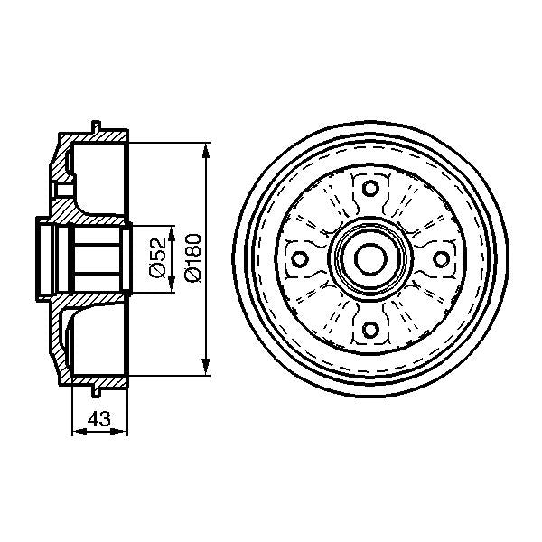 BOSCH 0986477114 Brake Drum