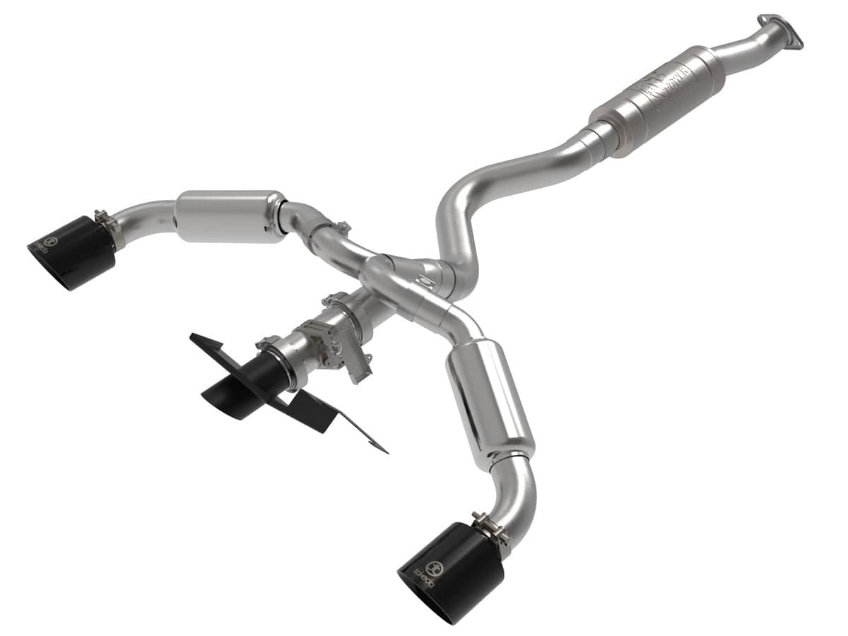 aFe 49-36067-B Gemini XV 3 IN to 2-1/2 IN 304 Stainless Steel Cat-Back Exhaust w/ Cut-Out Black