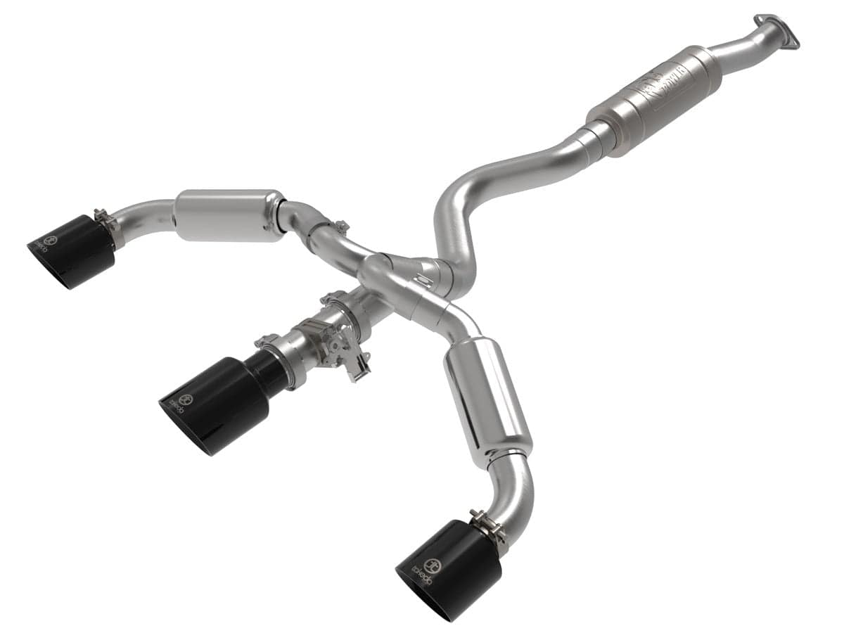 aFe 49-36070-B Gemini XV 3 IN to 2-1/2 IN 304 Stainless Steel Cat-Back Exhaust w/ Cut-Out Black