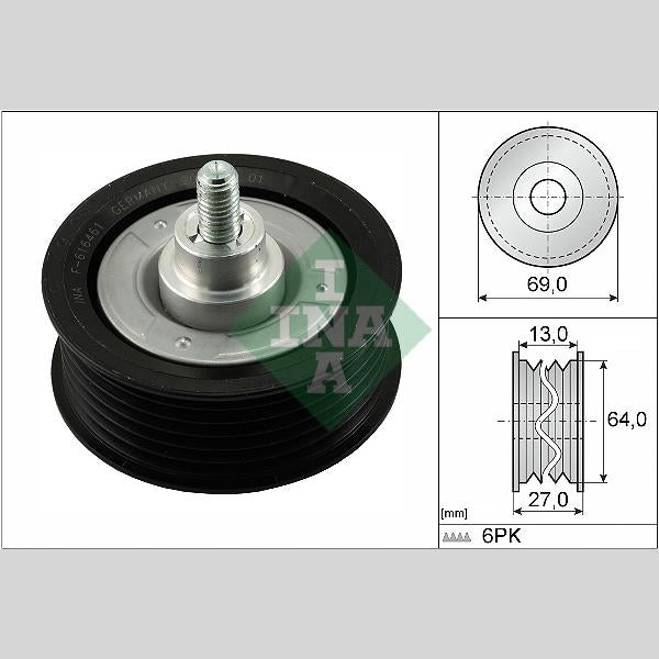INA 532047710 V-Ribbed Belt Deflection/Guide Pulley