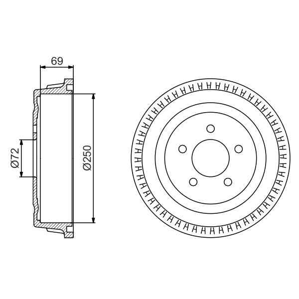 BOSCH 0986477185 Brake Drum