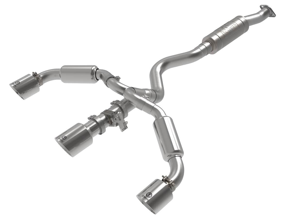 aFe 49-36070-P Gemini XV 3 to 2-1/2 IN 304 Stainless Steel Cat-Back Exhaust w/ Cut-Out Polished