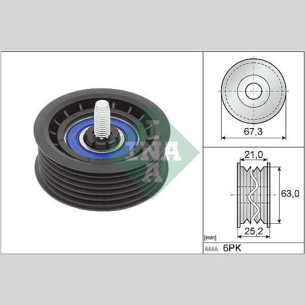 INA 532090610 V-Ribbed Belt Deflection/Guide Pulley