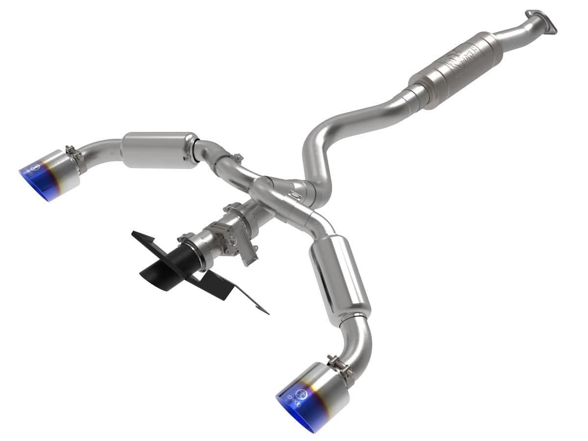 aFe 49-36067-L Gemini XV 3 IN to 2-1/2 IN 304 Stainless Steel Cat-Back Exhaust w/ Cut-Out Blue