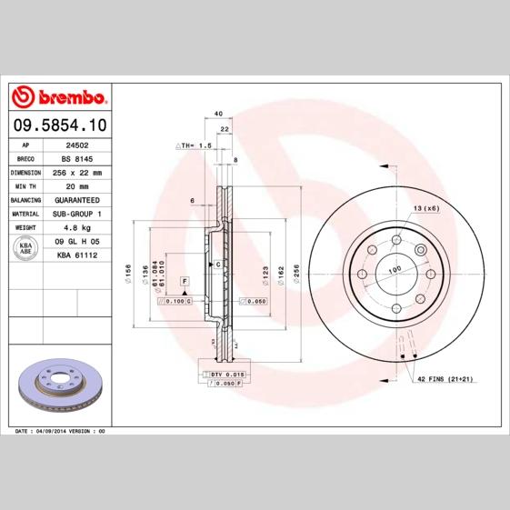 BPART F-1581 Disc Brake Caliper Repair Kit