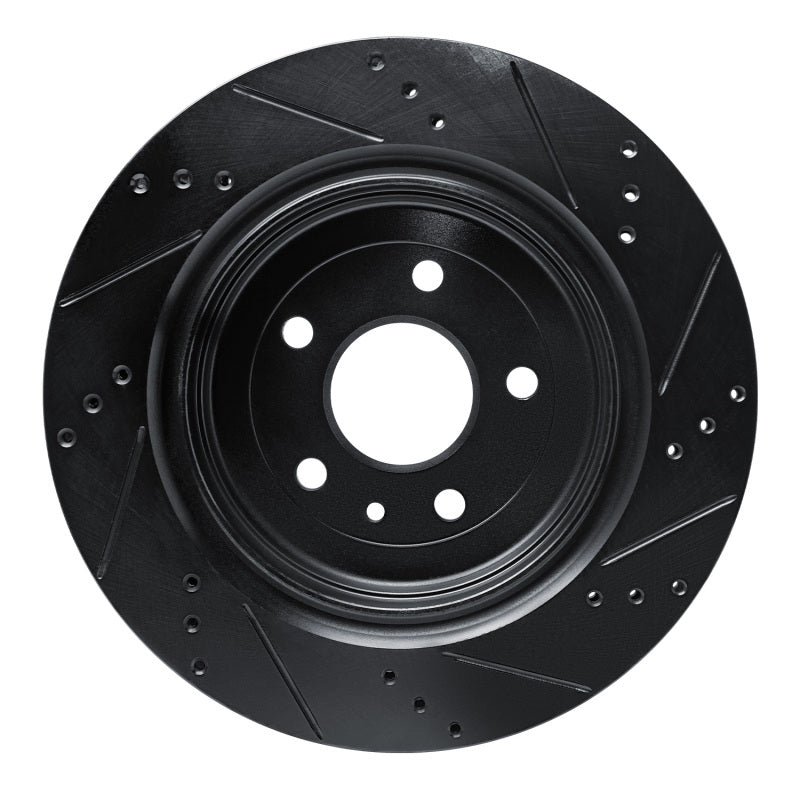 R1 Concepts R1 14-19 Chevrolet Corvette Rear Left Drilled & Slotted Black Brake Rotor