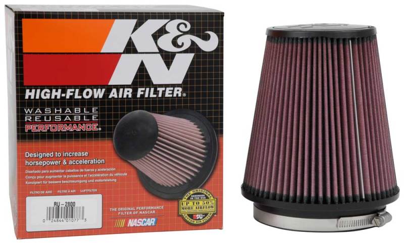 K&N Engineering K&N Filter Universal Rubber Filter 5 inch Flange 6 1/2 inch Base 4 3/8 inch Top 7 inch Height