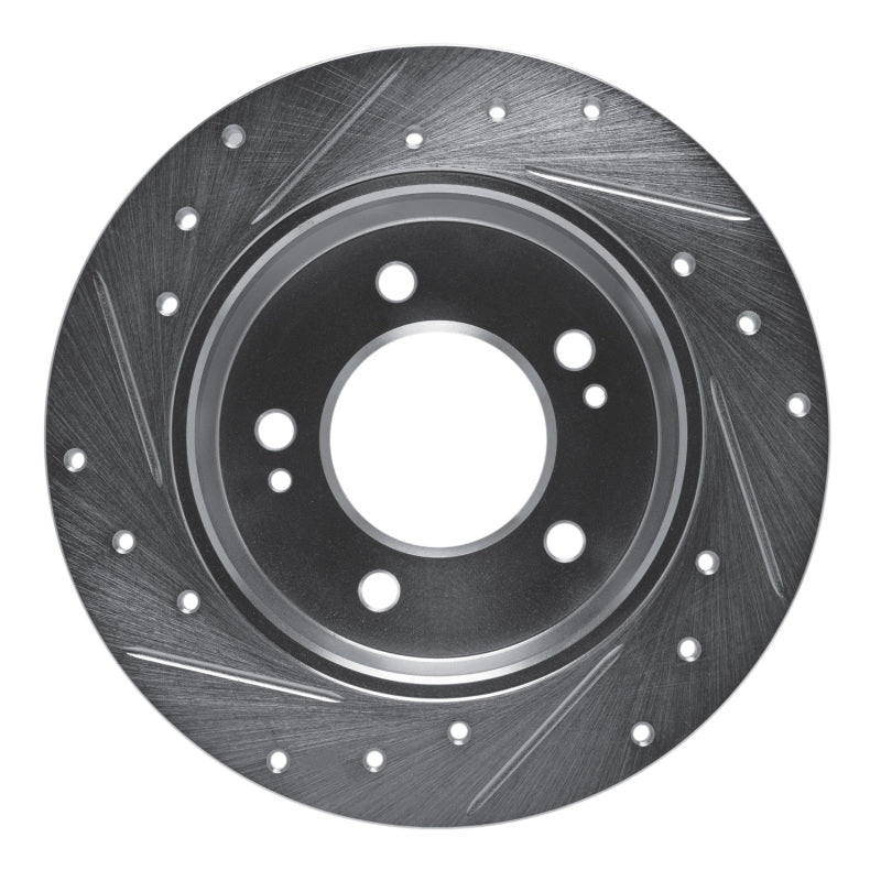 R1 Concepts R1 11-25 Hyundai Elantra Coupe Rear Right Drilled & Slotted Silver Brake Rotor