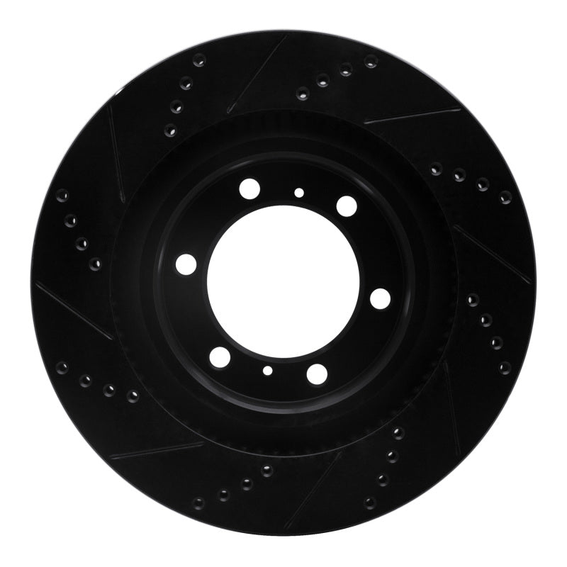 R1 Concepts R1 10-24 Lexus GX460 Front Right Drilled & Slotted Black Brake Rotor