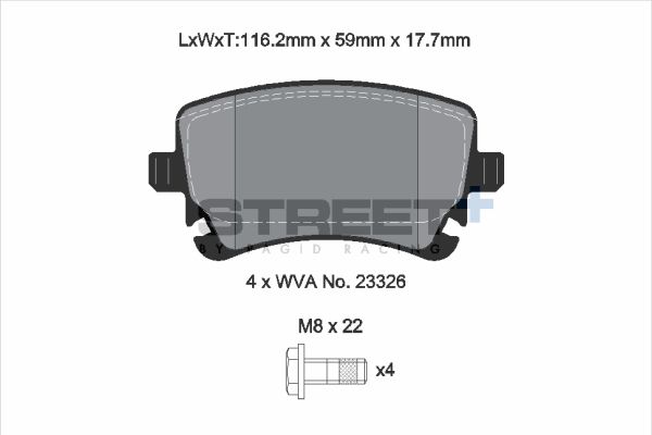 PAGID Racing T8027SP2001 STREET+ Brake Pads