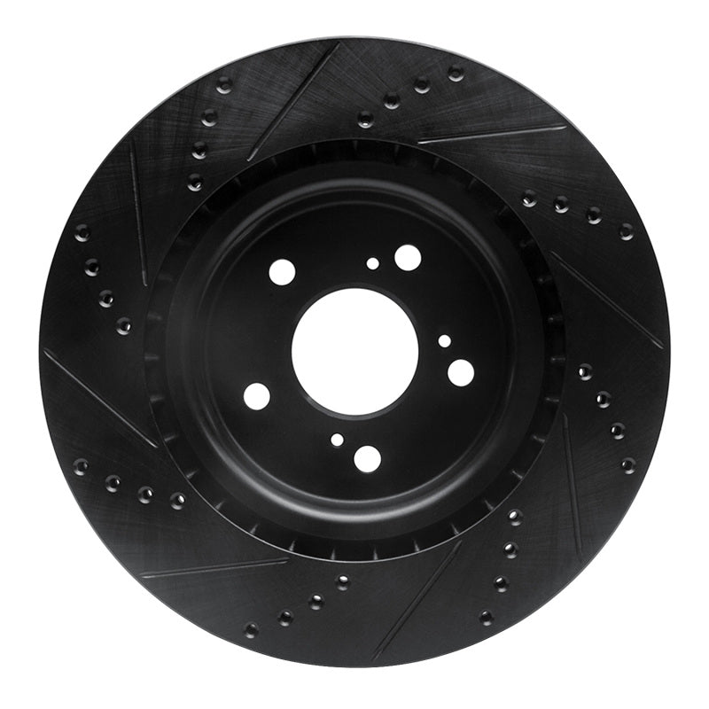 R1 Concepts R1 21-25 Acura TLX Front Right Drilled & Slotted Black Brake Rotor
