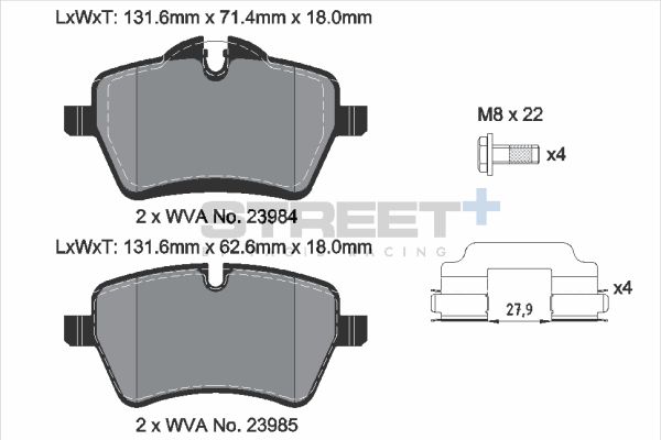 PAGID Racing T8303SP2001 STREET+ Brake Pads