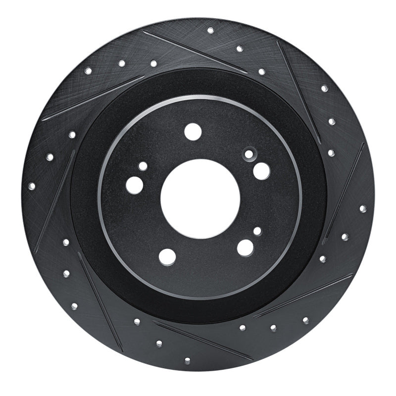 R1 Concepts R1 2021-2025 Acura TLX Rear Right Drilled & Slotted Black Brake Rotor