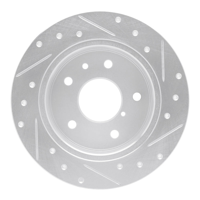 R1 Concepts R1 89-91 Mazda RX-7 Rear Left Drilled & Slotted Silver Brake Rotor