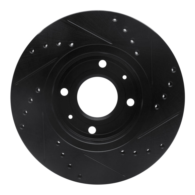 R1 Concepts R1 00-04 Volvo S40 Front Left Drilled & Slotted Black Brake Rotor
