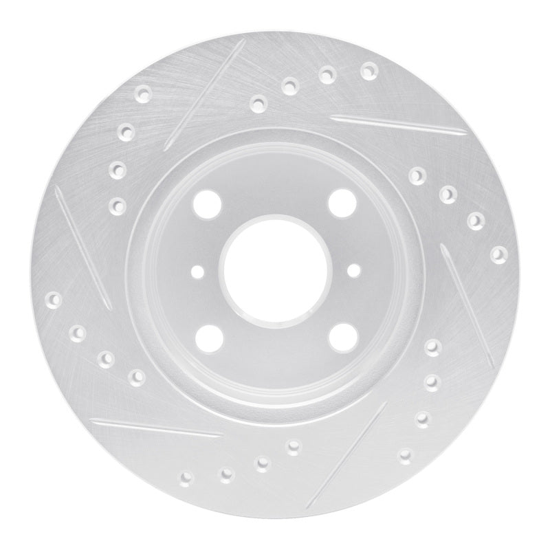 R1 Concepts R1 85-88 Chevrolet Nova Front Right Drilled & Slotted Silver Brake Rotor