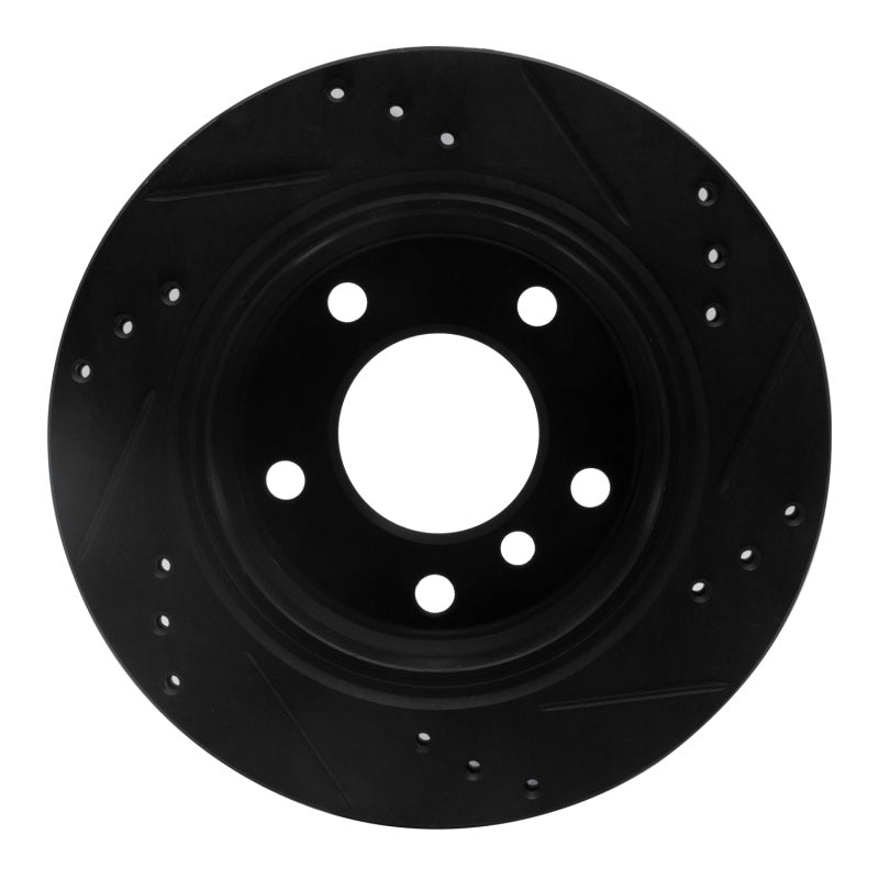 R1 Concepts R1 96-05 BMW 323I Rear Left Drilled & Slotted Black Brake Rotor