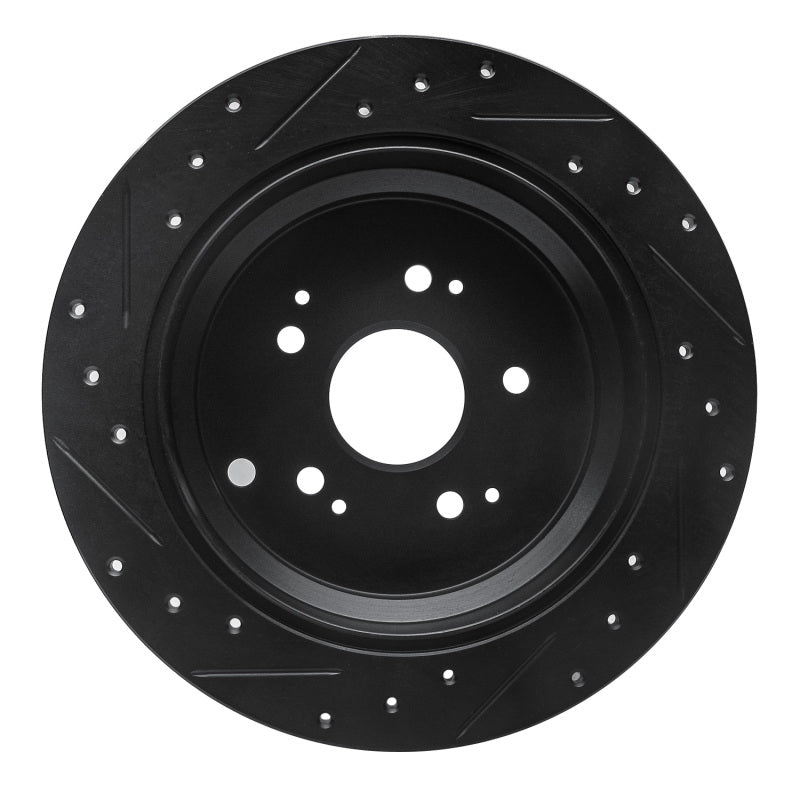 R1 Concepts R1 02-04 Honda Odyssey Rear Right Drilled & Slotted Black Brake Rotor
