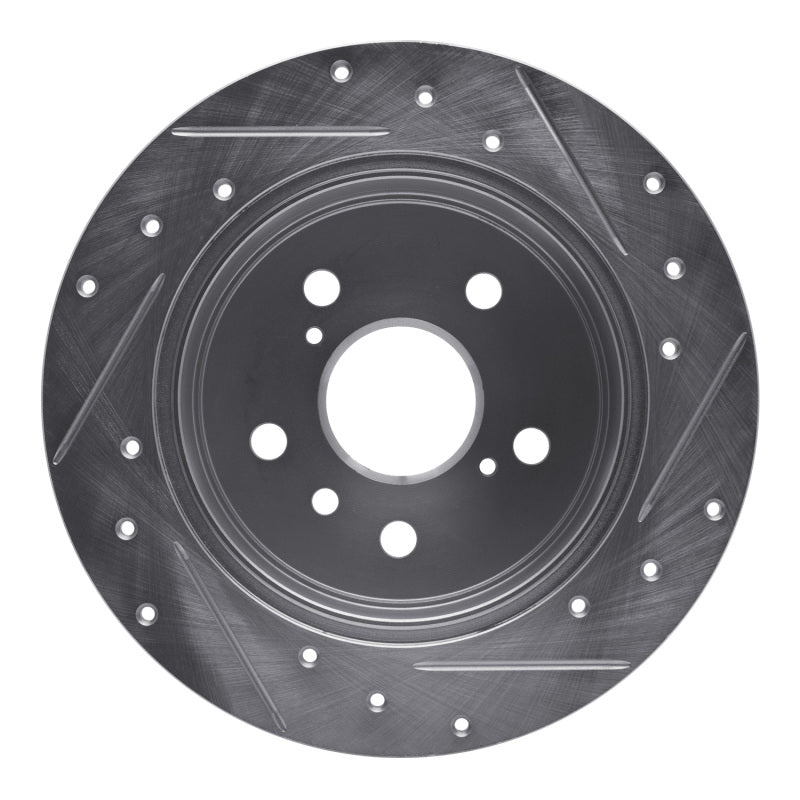 R1 Concepts R1 12-18 Lexus ES300H Rear Left Drilled & Slotted Silver Brake Rotor