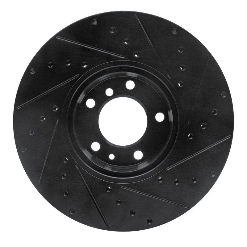 R1 Concepts R1 91-01 BMW 740I Front Left Drilled & Slotted Black Brake Rotor