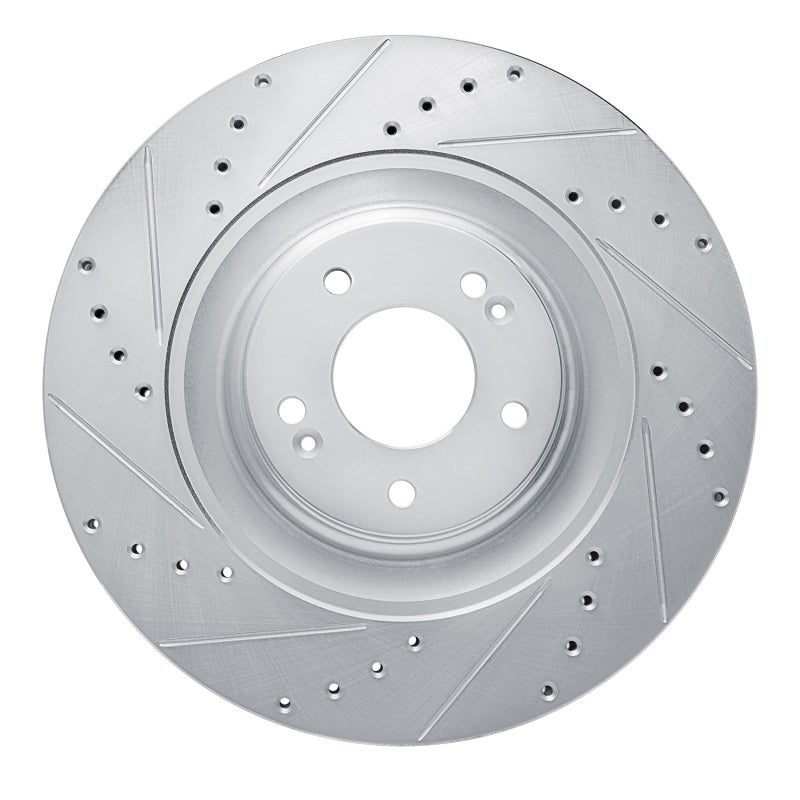 R1 Concepts R1 2022-2025 Hyundai Elantra N Front Left Drilled & Slotted Silver Brake Rotor