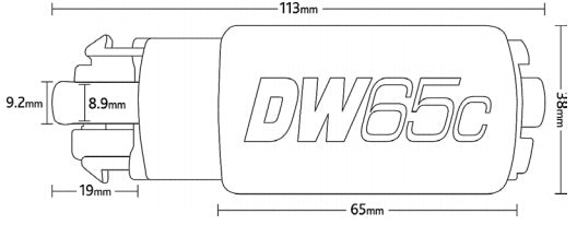 DEATSCHWERKS 9-652-1006 DW65C SERIES, 265LPH COMPACT FUEL PUMP W/MOUNTING CLIPS W/INSTALL KIT FOR