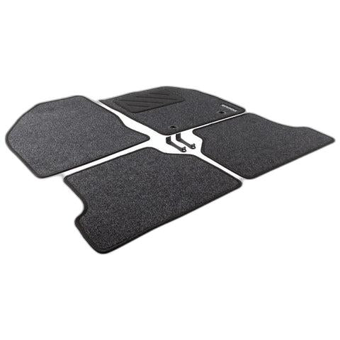 GENUINE FORD 1324714 FOCUS FRONT & REAR CARPET CAR FLOOR MATS, BLACK WITH LOGO AND FITTING HOLES, 2004-2011