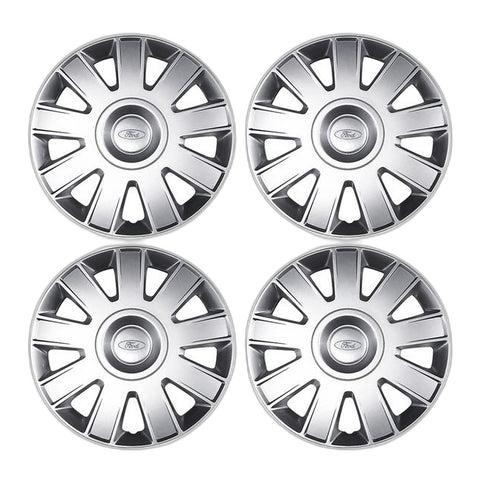 GENUINE FORD 1357462 FOCUS SET OF 4 WHEEL COVER TRIMS, SILVER, FITS 15" STEEL WHEELS