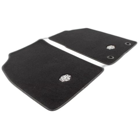 GENUINE FORD 1558525 KA FRONT FLOOR MATS VELOUR BLACK WHITE STITCHING 08-16